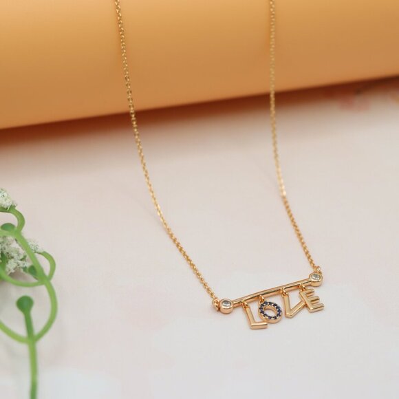 Elegant Rose Gold 'LOVE' Pendant Necklace with Dainty Chain, XPNL0197 - Picture 2 of 13